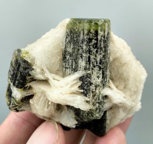 97 Gram Beautiful Natural Green Cap Tourmaline With Albite specimen (1 of 5)