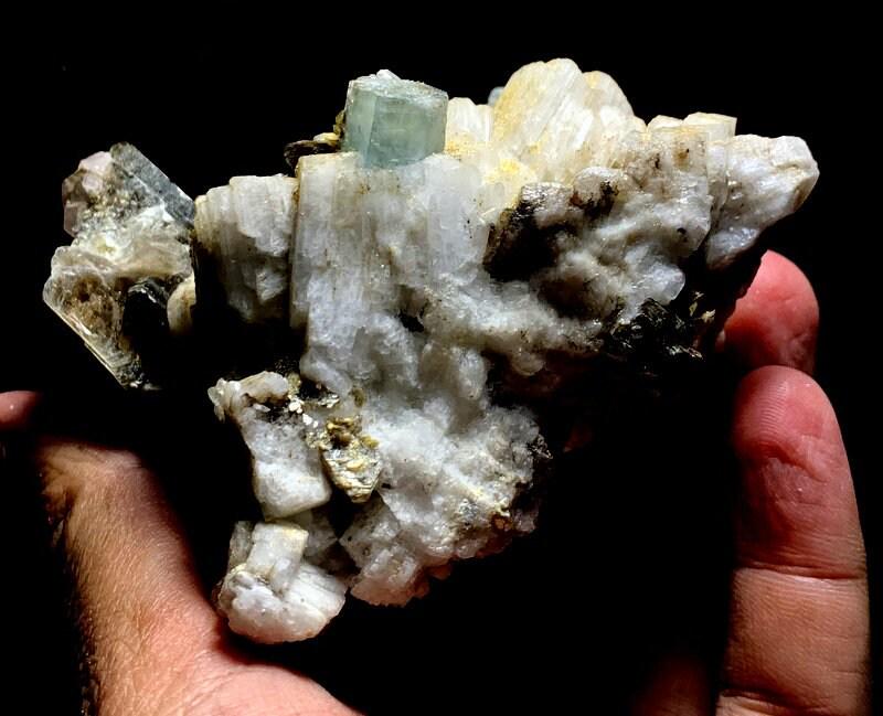 418 Grams Beautiful Aquamarine With Apatite & Black Tourmaline Specimen From Skardu pakistan (1 of 9)
