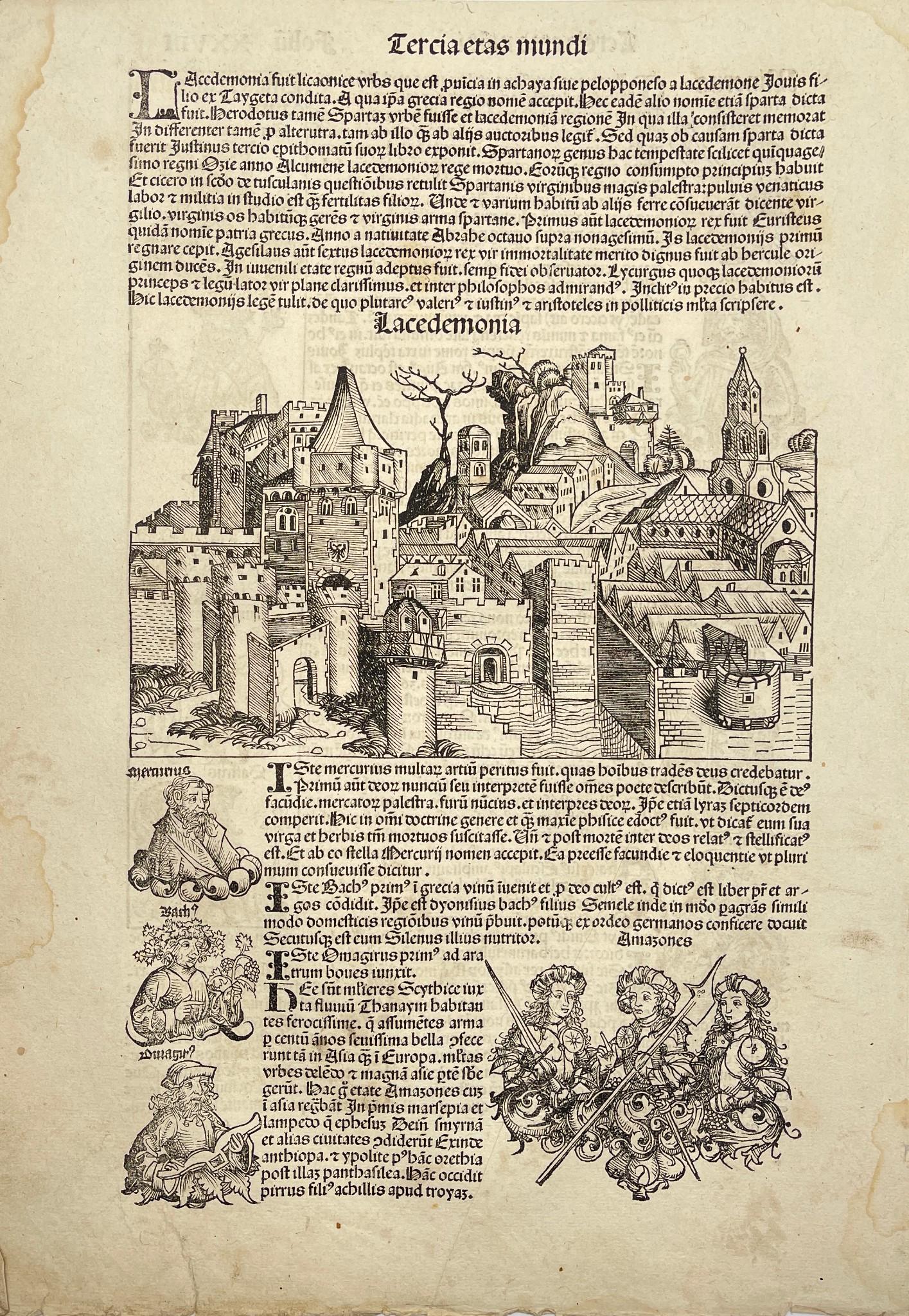 Antique Print - Hartmann Schedel - Nuremberg Chronicle 1493 - Laconia - Greece (1 of 3)