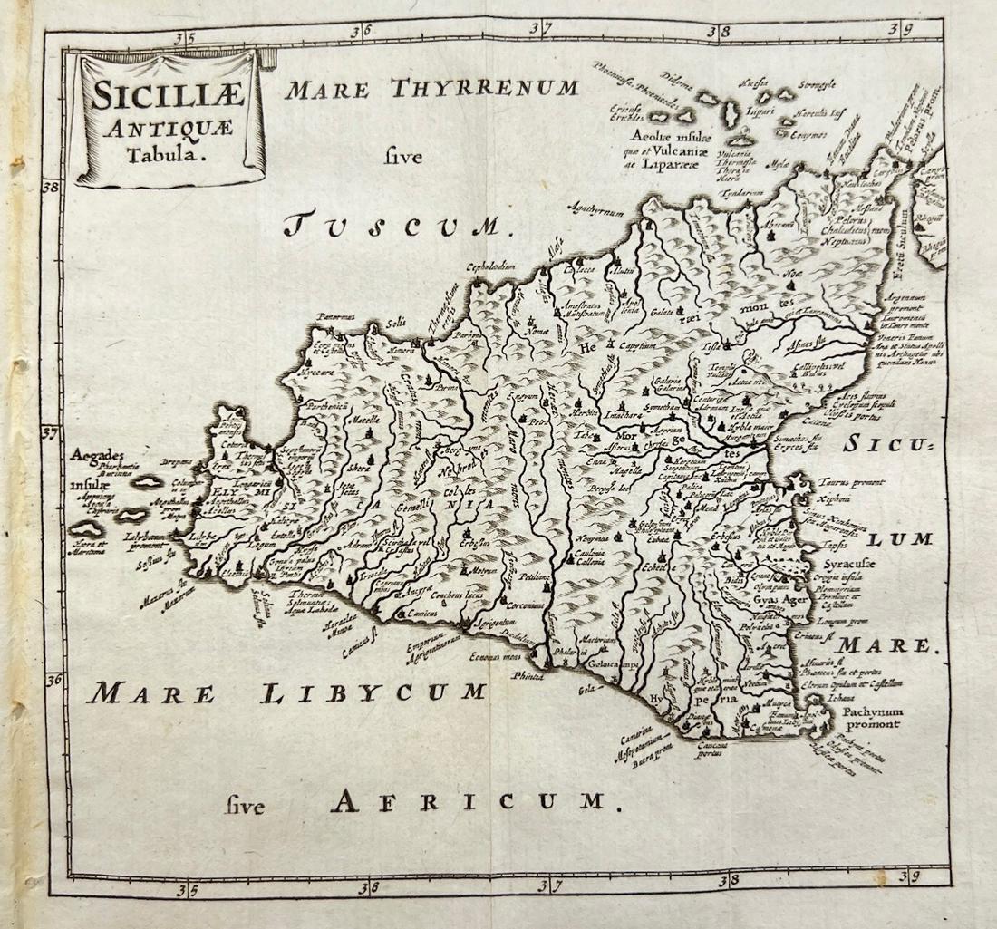 Antique Map Print - Europe - Map of Ancient Sicily - Italy - Philipp Cluver (1 of 2)