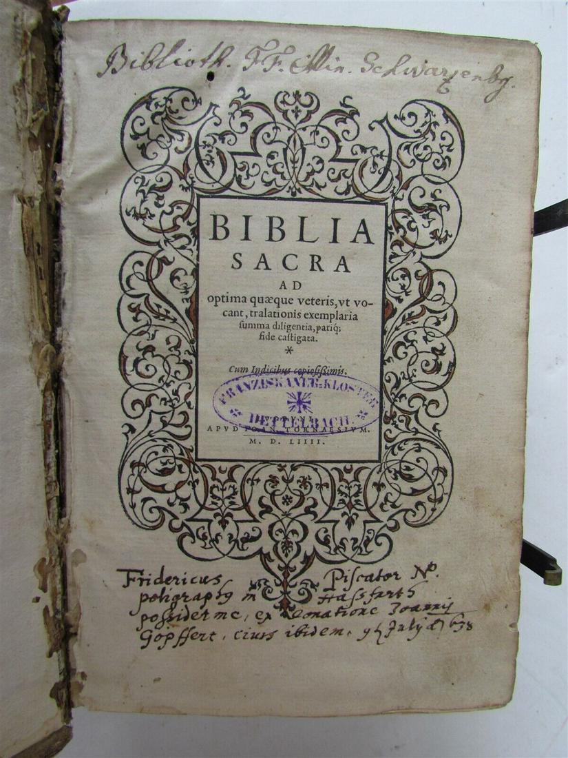 1554 BIBLE ILLUSTRATED by BERNARD SALOMON BIBLIA SACRA ANTIQUE PIGSKIN BINDING (1 of 12)