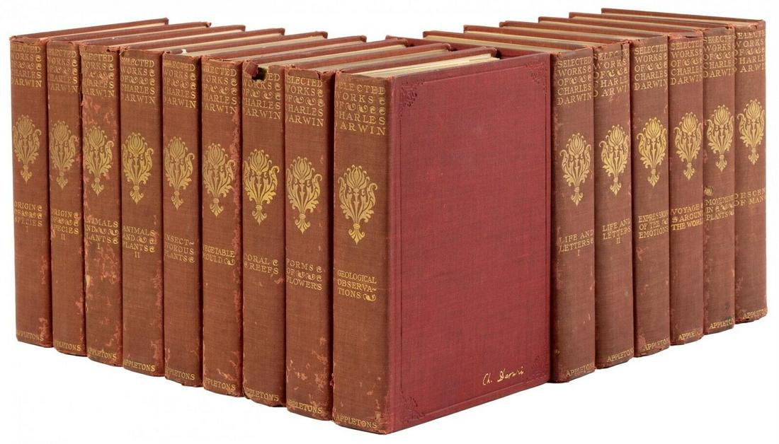 1893 CHARLES DARWIN SELECTED WORKS 15 VOLUMES antique ILLUSTRATED #147/1000 (1 of 12)