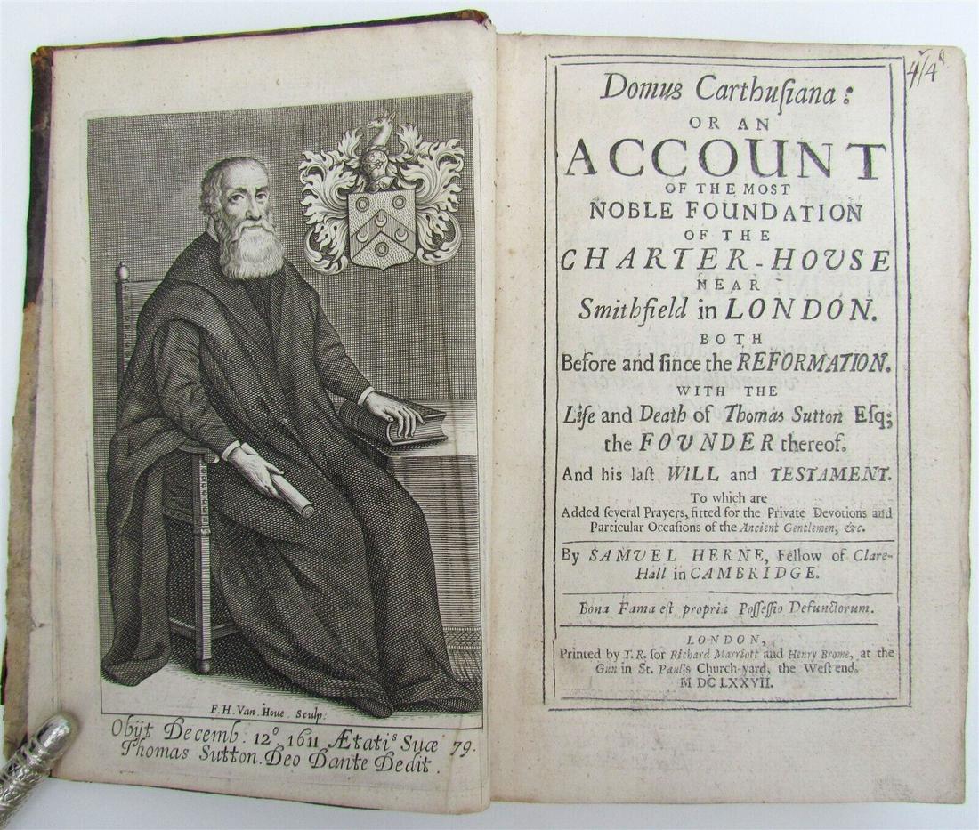 1677 Domus Carthusiana Samuel Herne antique in ENGLISH Charter-House Foundation (1 of 9)