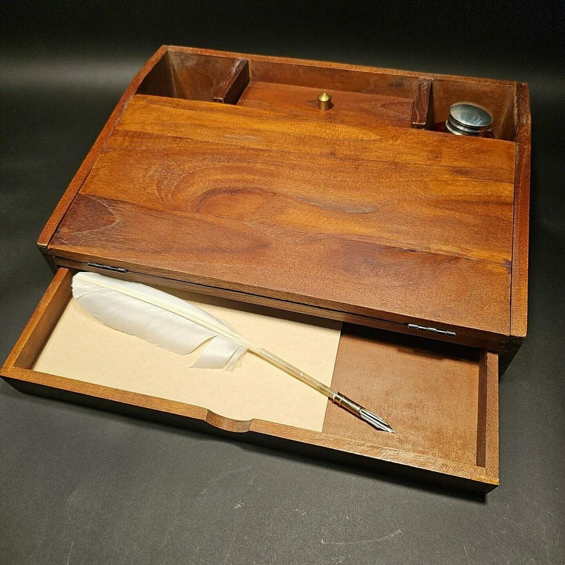 Foldout Writing Slope Lap Desk Box with Inkwell Pen Ink (1 of 17)