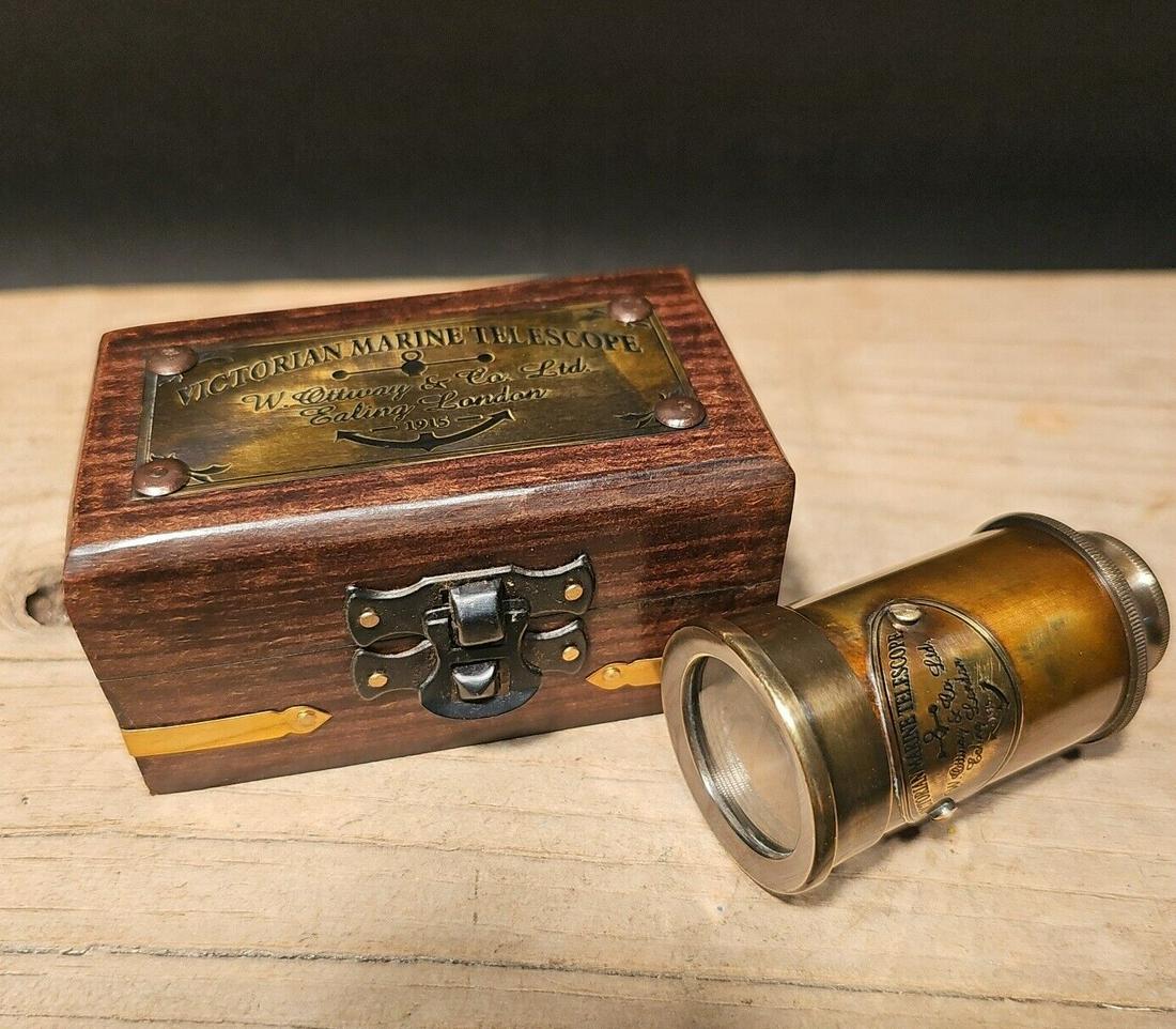 Solid Brass Telescope w Box (1 of 13)