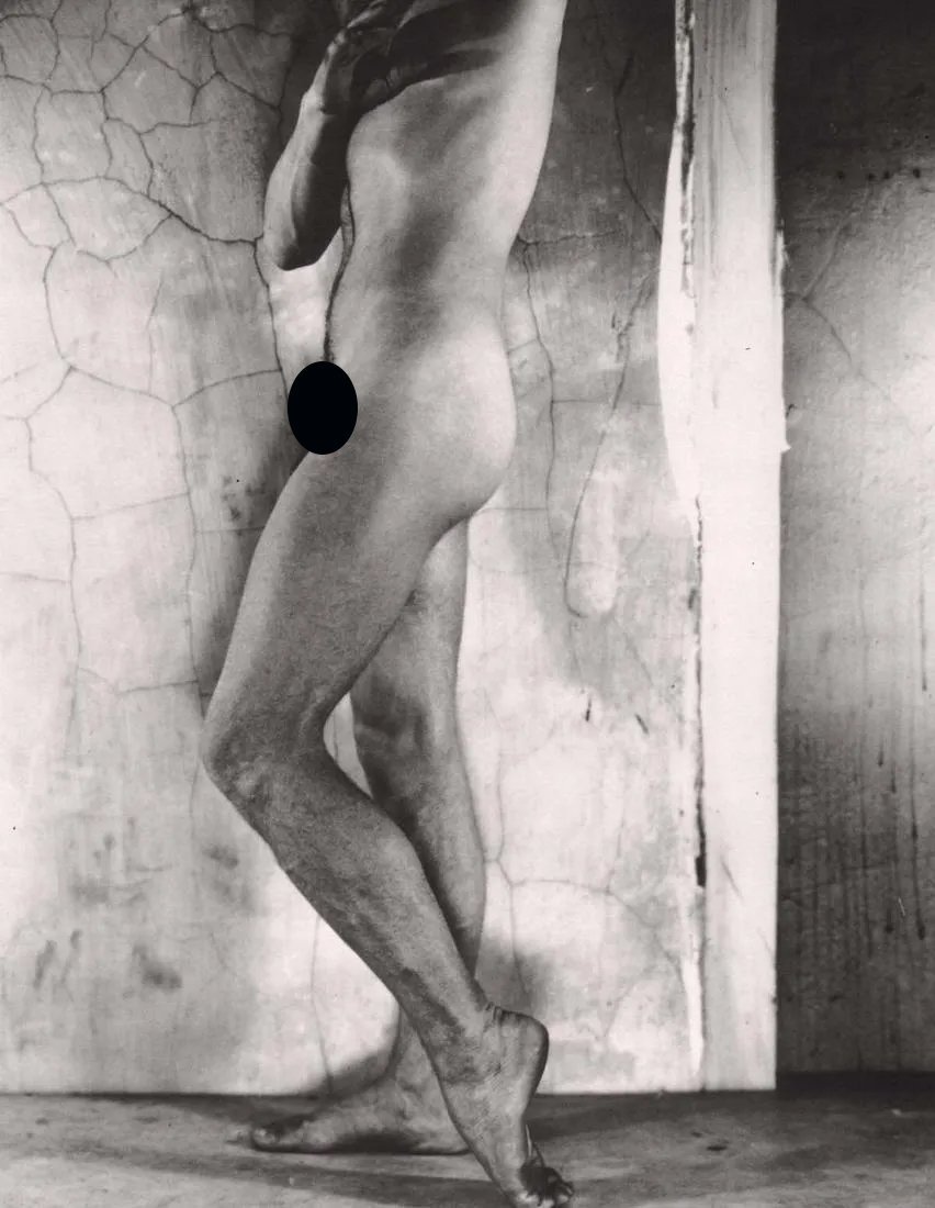 GEORGE PLATT LYNES - Male Nude, 1950: Artist: GEORGE PLATT LYNESPrint Title: Male Nude, 1950Medium: Duotone PhotoengravingPrinting Date: 1990â€™sPrinted in the USAImage Size: approx. 8.5 x 6.5”George Platt Lynes (1907-1955).was