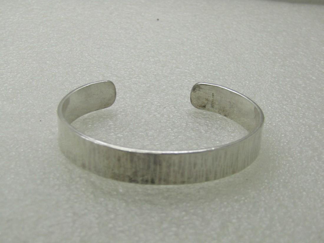 Vintage Sterling Silver Woodgrain Cuff Bracelet, 6.5", 9.5mm (1 of 1)