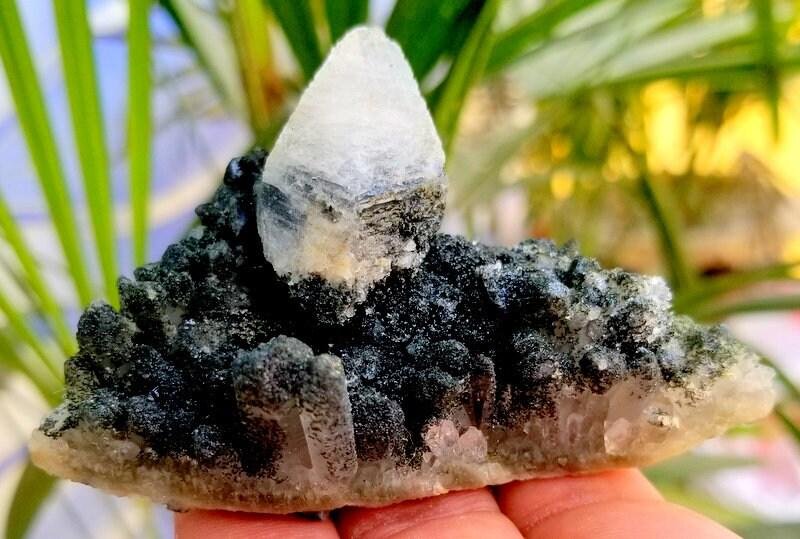 90 Gram Beautiful Natural Chlorine Quartz Crystals with natural Polished Calcite Specimen From (1 of 1)