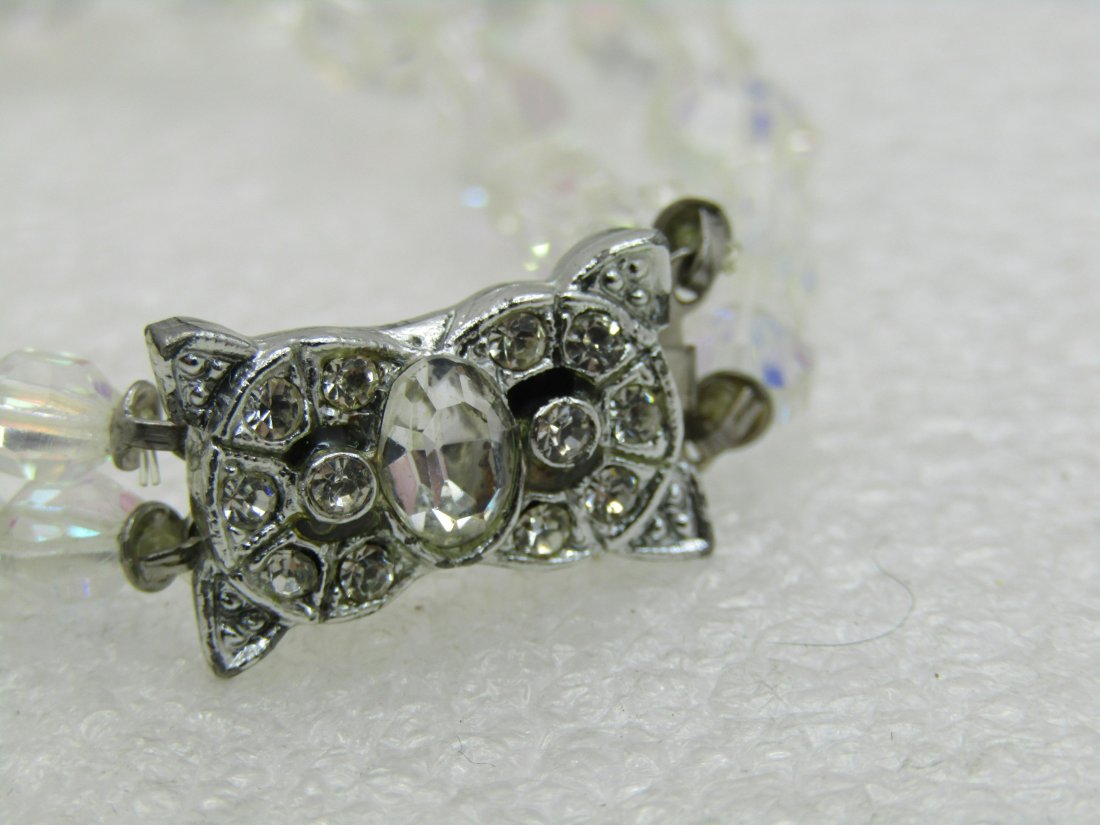 Vintage Double Strand Crystal Beaded Bracelet, 7.5", Aurora Borealis (1 of 1)