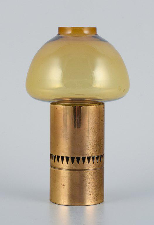 Hans Agne Jakobsson, Sweden, a stand for tealights in brass and smoked glass. (1 of 5)