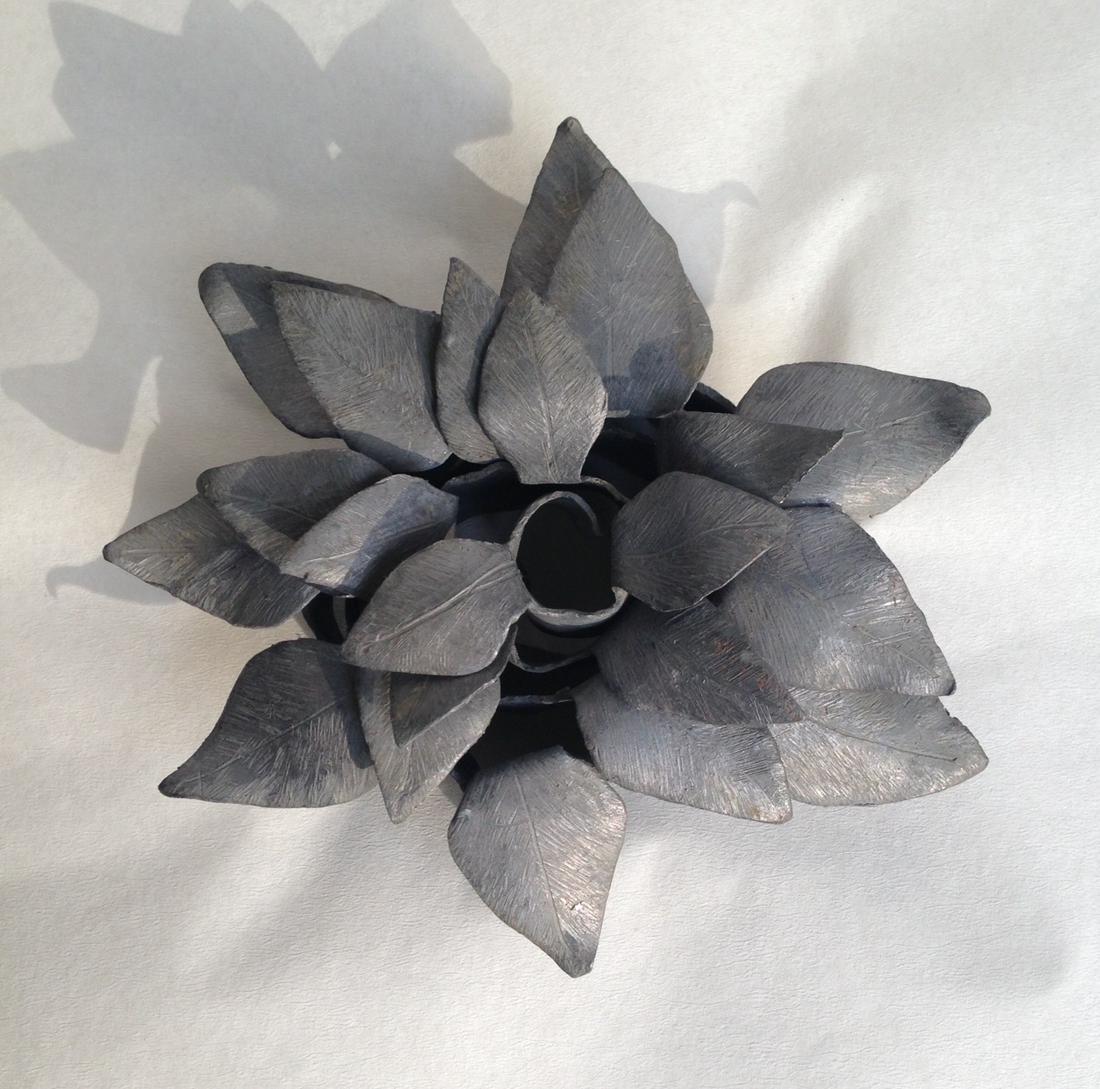 Early 20thc hand cut lead flower frog (1 of 3)