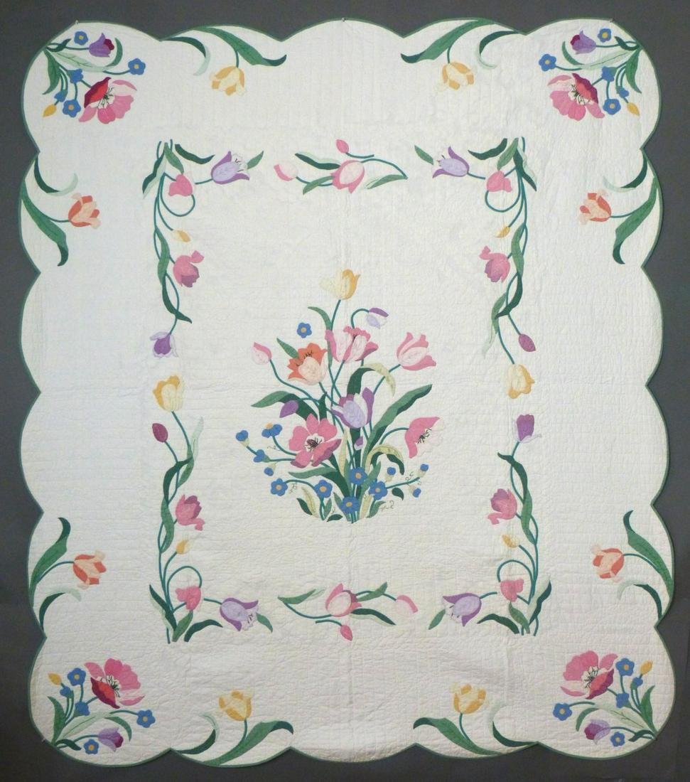 Antique Floral Applique Quilt, C.1930 (1 of 7)