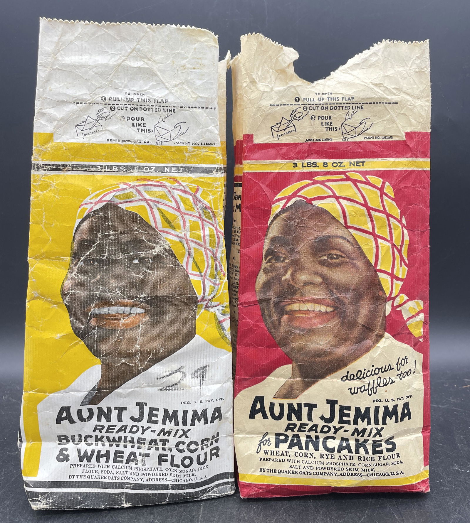 PAIR OF AUNT JEMIMA FLOUR BAGS & ADVERTISEMENT BLACK AMERICANA (1 of 7)
