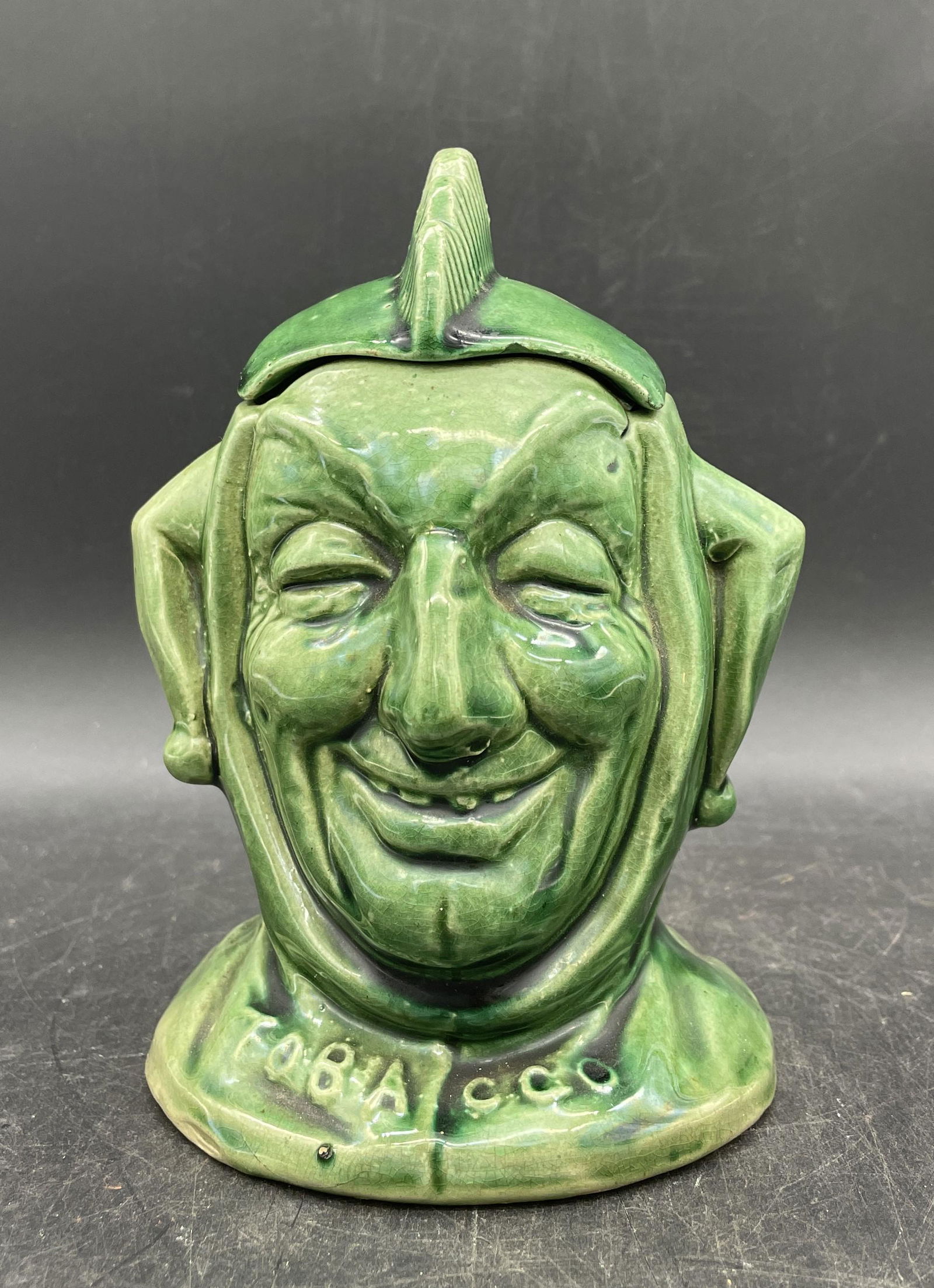 WONDERFUL VINTAGE TWO-SIDED ENGLISH TOBACCO JAR HAPPY SAD FACE Tobacco & No Tobacco (1 of 7)