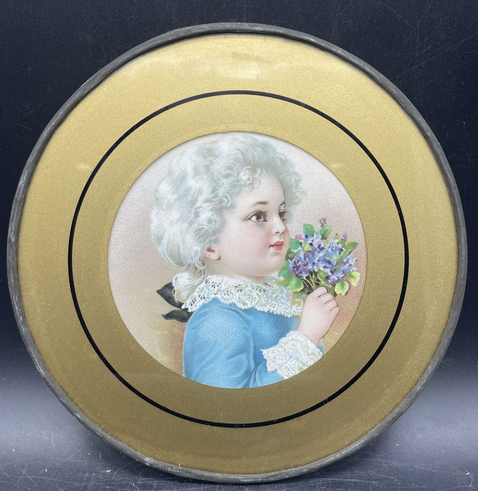 ANTIQUE FLUE COVER-VICTORIAN CHILD PORTRAIT (1 of 4)