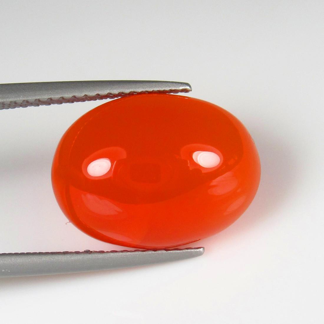 Natural Carnelian - 7.51 Ct: No Reserve! Title: Natural Carnelian - 7.51 Ct Origin: Brazil Weight: 7.51 Size/Dimensions: 15.0 x 11.0 x 6.0 mm Additional Information: Pieces : 1 No's / Shape : Oval Cab / Color : Orange / Clarity :
