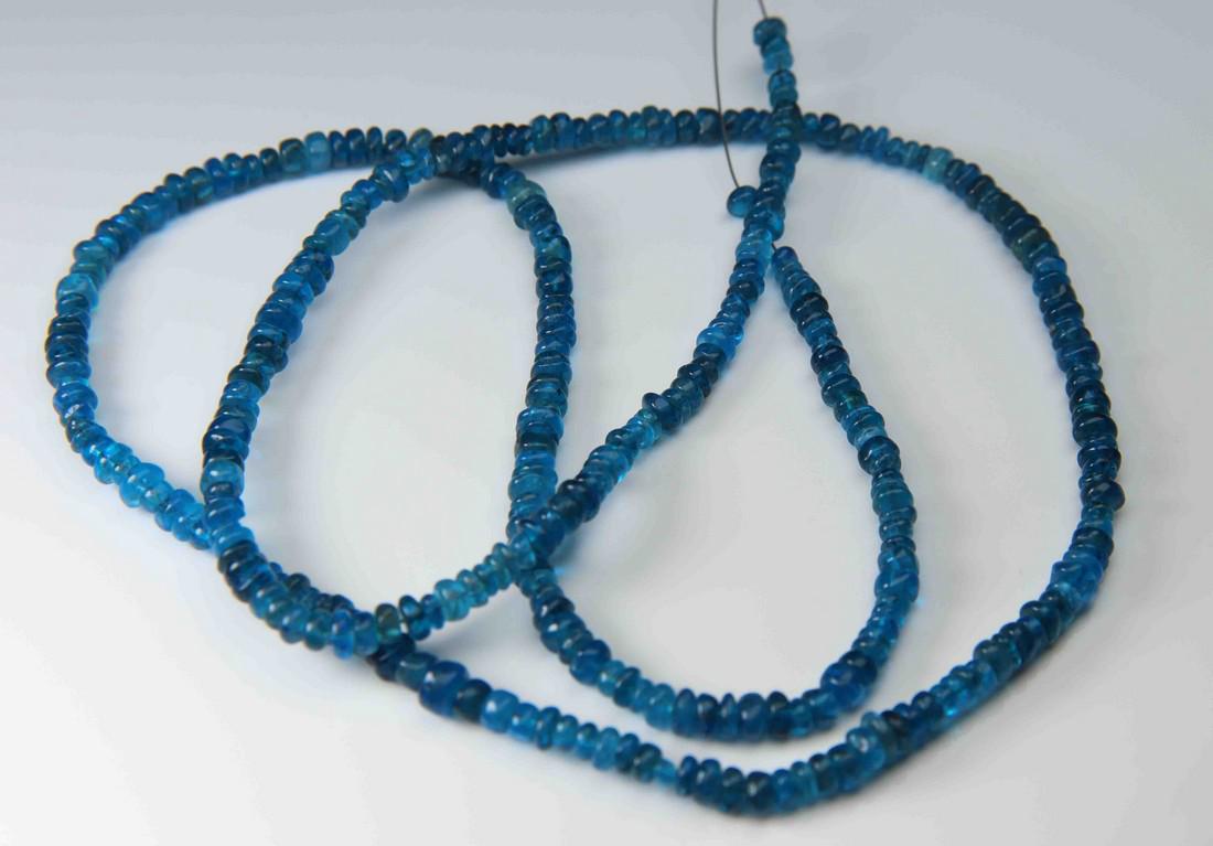 85.15 Cts Natural Neon Blue Apatite: No Reserve! Title: 85.15 Cts Natural Neon Blue Apatite Additional Information: Gemstone : Natural Neon Blue Apatite Origin : Madagascar Weight : 85.15 carats Dimensions : 4x4 mm Shape : Beads Cabochon