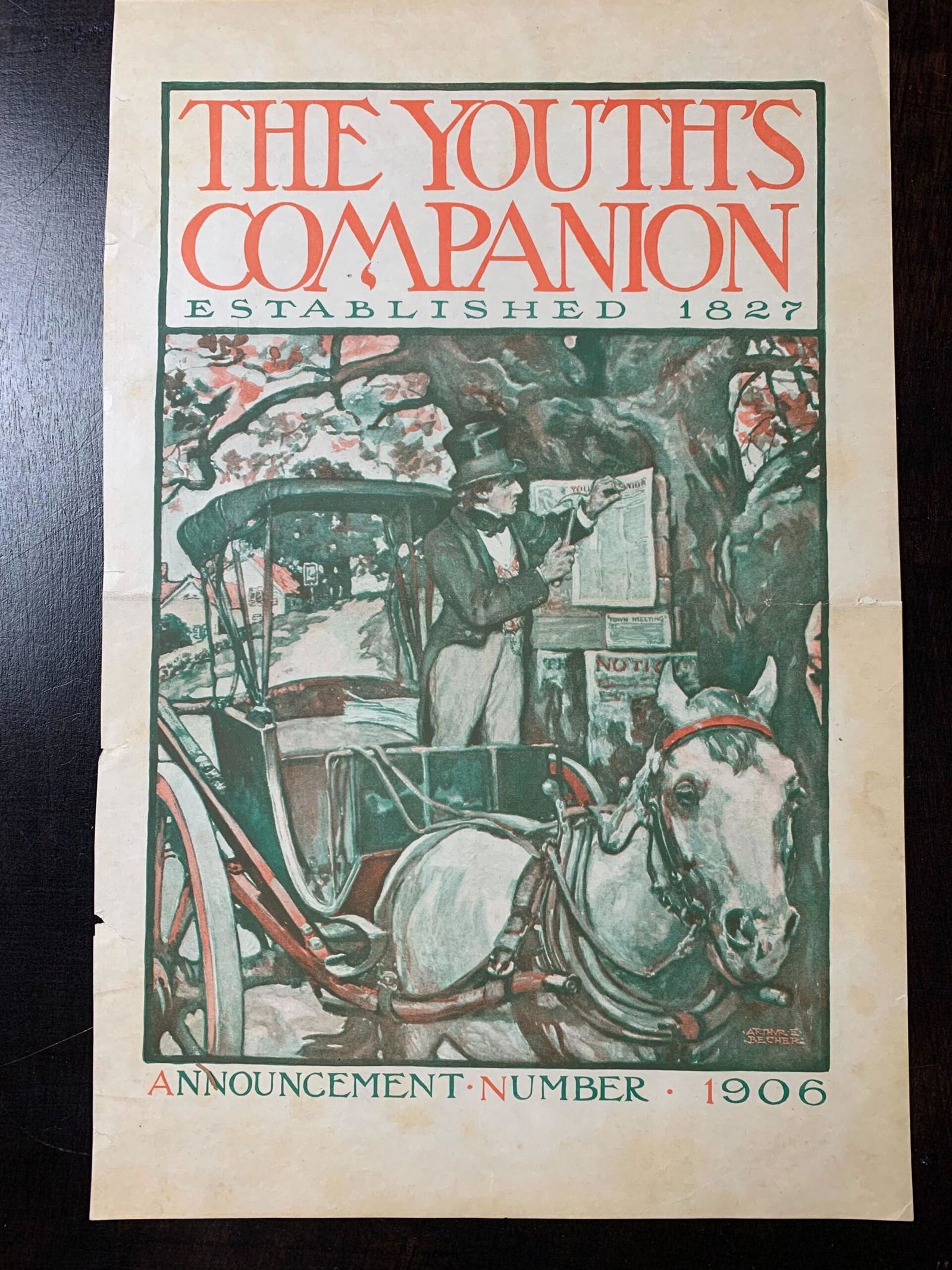 The Youth Companion - Art by Arthur Becher (1906) 10.25" x 15.75" US Magazine Cover: The Youth Companion - Art by Arthur Becher (1906) 10.25" x 15.75" US Magazine Cover Condition: VG Reserve: $141.00 Shipping: Domestic: Flat-rate of $14.00 to anywhere within the contiguous U.S. Intern