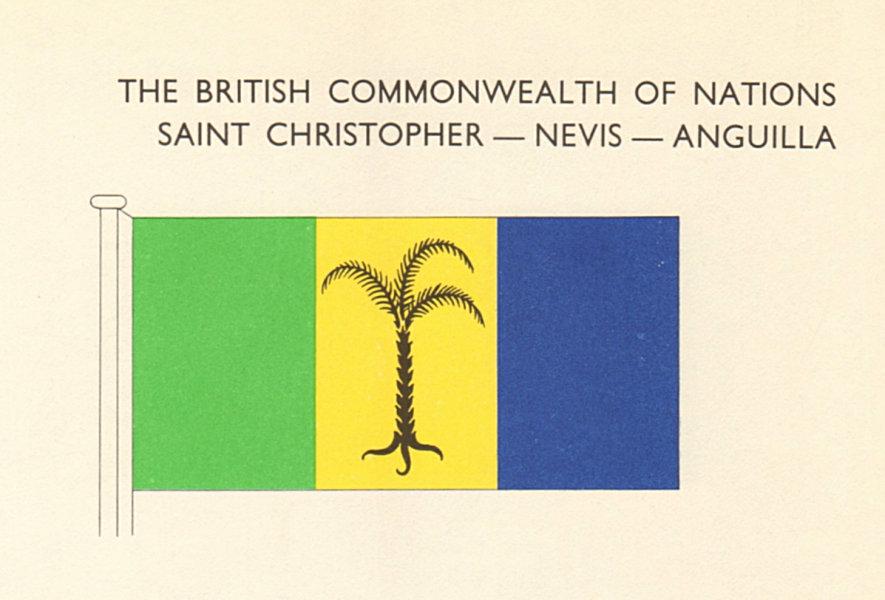 WEST INDIES FLAGS. Saint Christopher-Nevis-Anguilla 1968 old vintage print (1 of 1)