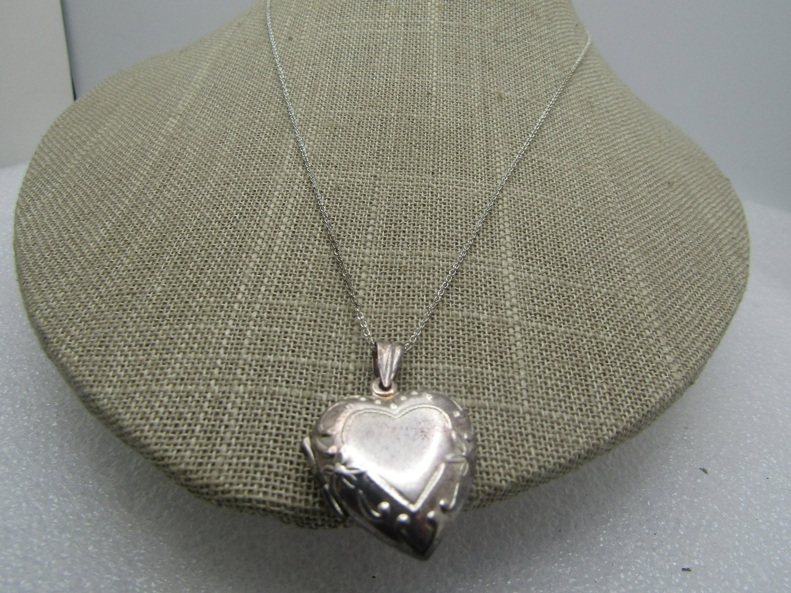 Vintage Sterling Heart Locket Necklace, 18", Signed Marsala, 1980's-1990's: Vintage Sterling Heart Locket Necklace, 18", Signed Marsala, 1980's-1990's. The heart has a swing bail, scrolled and floral accents on the face with an area for engraving by your jeweler if you wish t