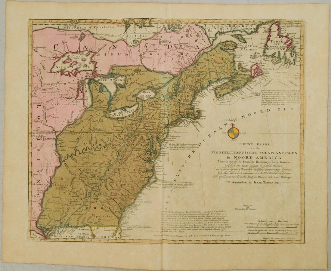 1755 Tirion Map of Eastern North America -- Nieuwe Kaart van de Grootbrittannische Volkplantingen in (1 of 1)