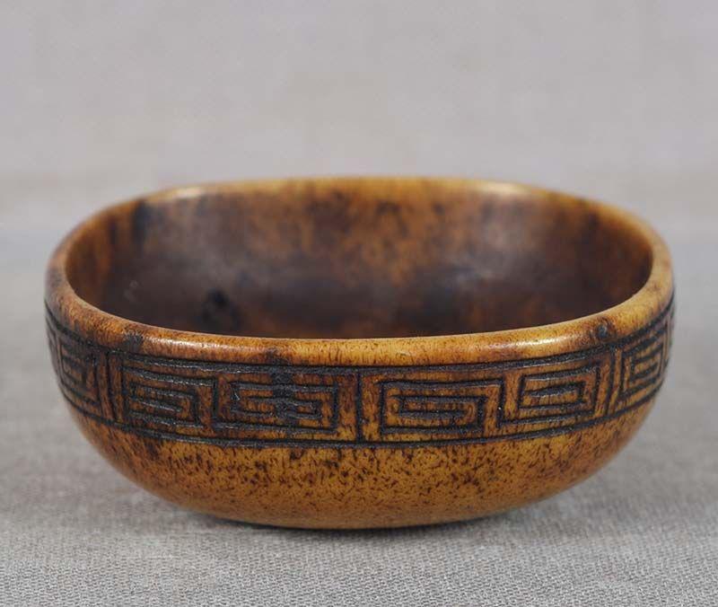 19c Asakusa netsuke staghorn BOWL same artist as ex Roosevelt (1 of 5)