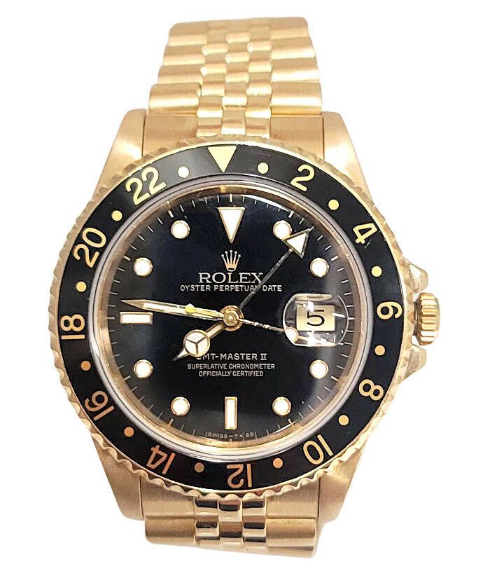 40mm ROLEX GMT-MASTER II 18K YELLOW GOLD JUBILEE AUTOMATIC WATCH 16718 (1 of 8)