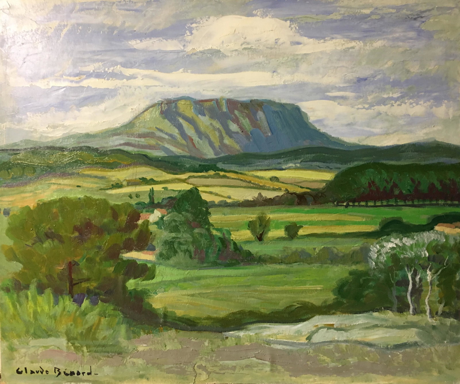 St. Victoire Impressionist Rural Landscape, Signed Oil Painting c.1950's (1 of 9)