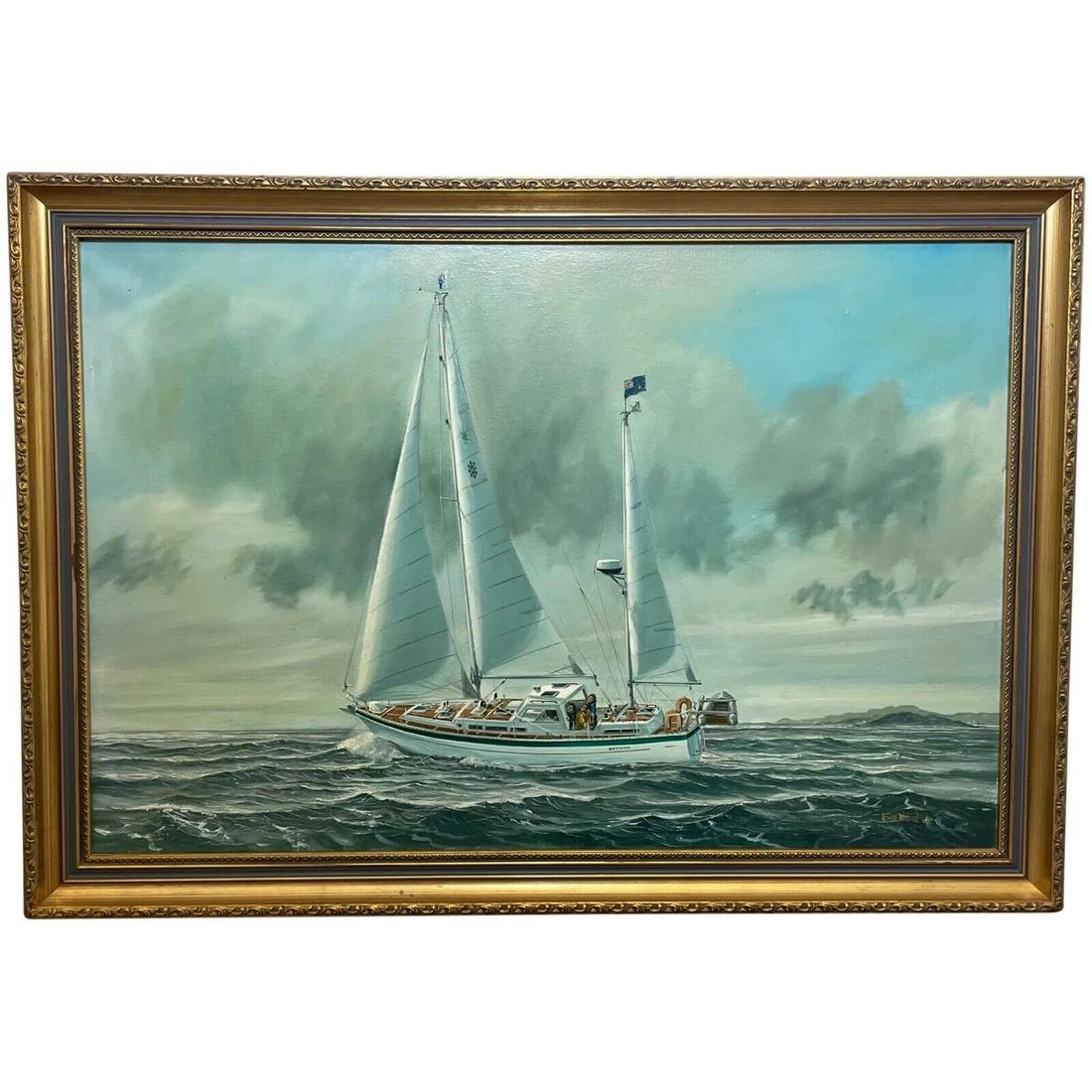 British Seascape Marine Oil Painting Racing Sailing Yacht Beyond By John Wright: Title: British Seascape Marine Oil Painting Racing Sailing Yacht Beyond By John Wright Description: British Seascape Marine Oil Painting Racing Sailing Yacht Beyond By John Wright 1 Fine British Seasc