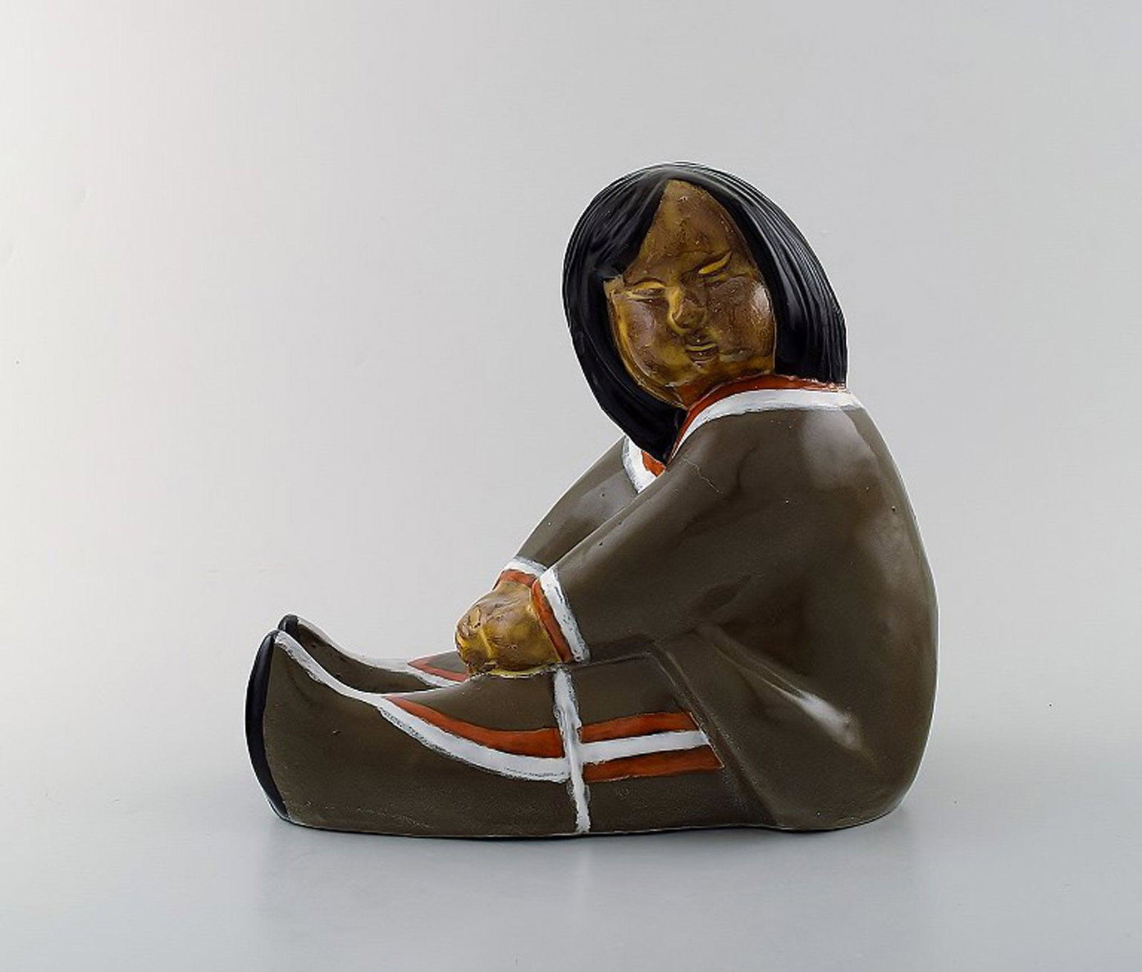 Vicke Lindstrand for Upsala-Ekeby. Ceramic figure, Greenlandic girl.: Vicke Lindstrand for Upsala-Ekeby. Ceramic figure, Greenlandic girl. Signed. In perfect condition. Measures: 24 x 22 cm. Reserve: $329.00 Shipping: Domestic: Shipping rates are determined by destinati