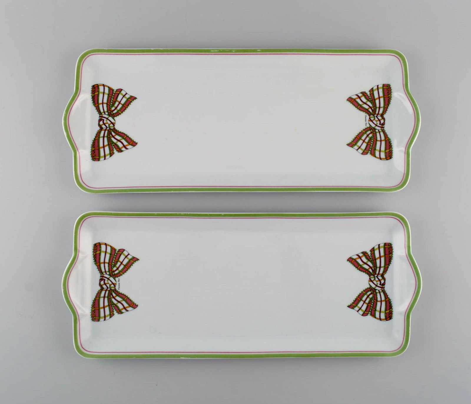 Limoges, France. Two rare Christian Dior "Spring" serving trays in porcelain decorated with ribbon (1 of 6)