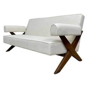 Upholstered X-Leg Sofa, Mid-Century Modern, Chandigarh Pierre Jeanneret