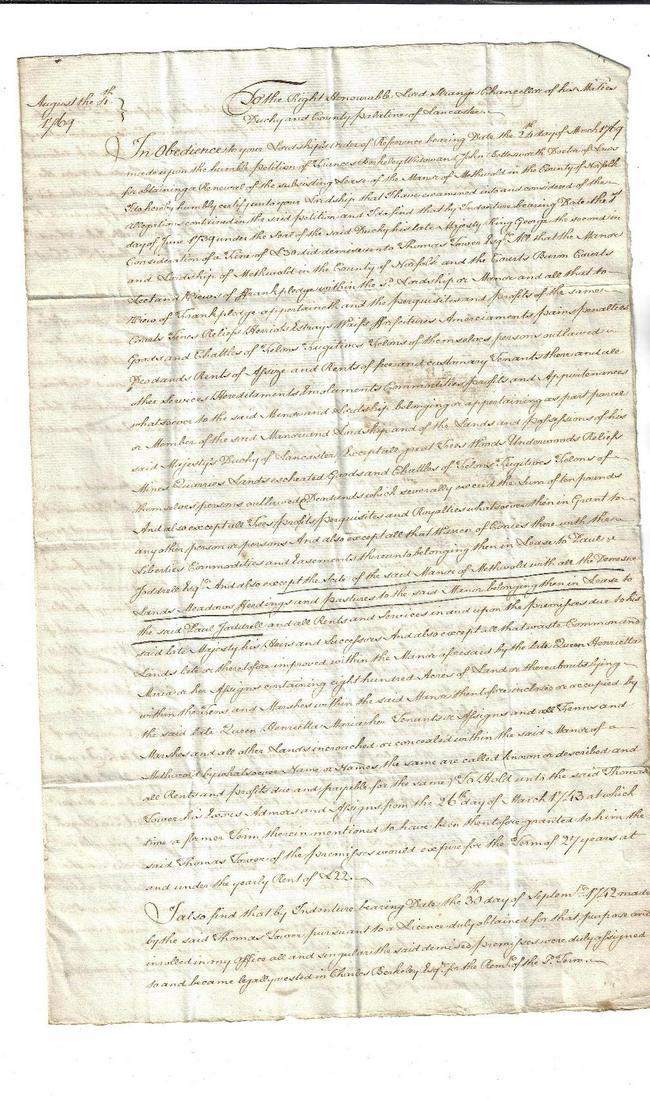1769 English Manuscript Lord Strange (1 of 2)
