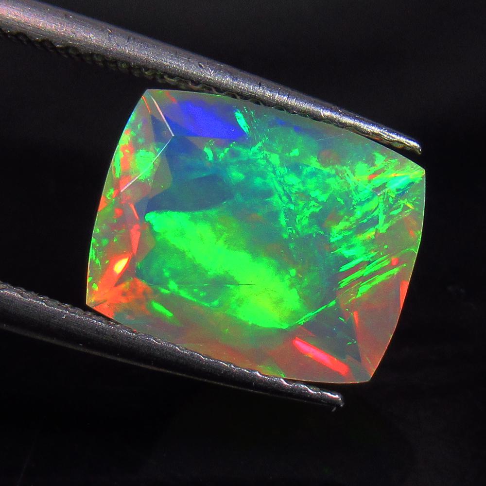 2.40 Ctw Natural Ethiopian MultiColor Fire Opal Cushion Cut (1 of 3)