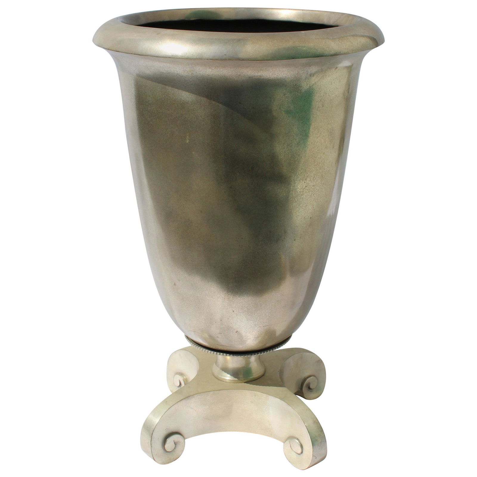 Art Deco Large Bronze Urn, Hi-Pol Antique Silver Patina, After Ruhlmann, Heavy (1 of 5)