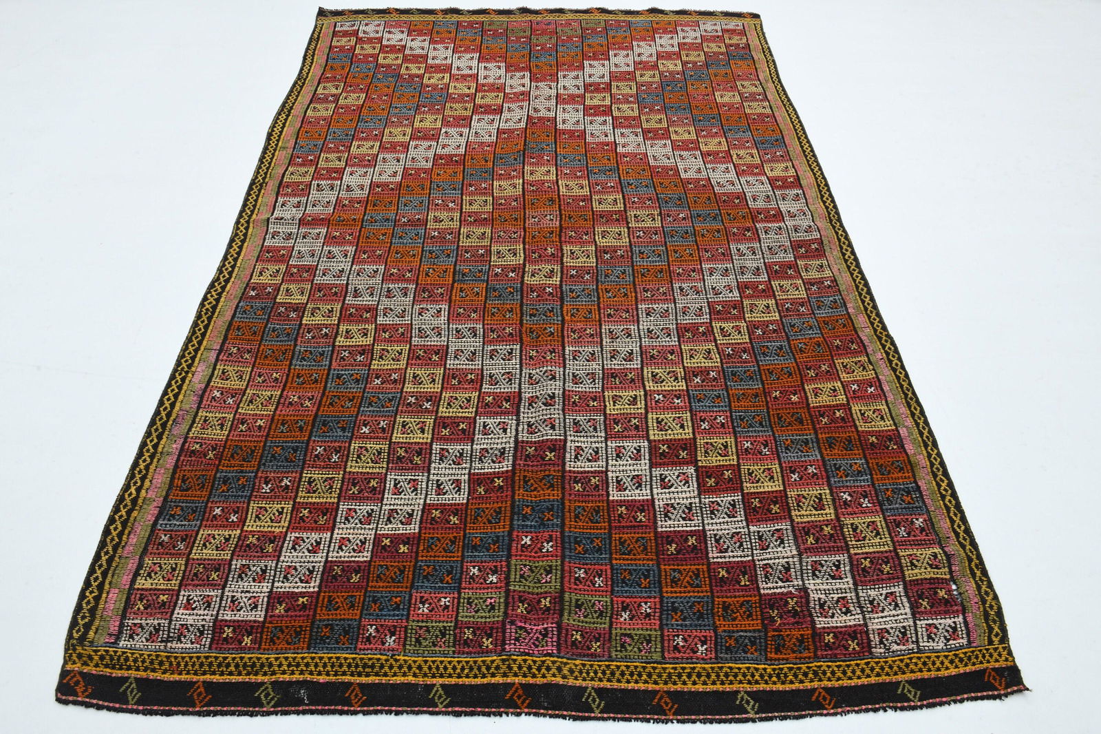 5.7x8.9 Ft Oushak Turkish Turkish Antique Rug: Title: 5.7x8.9 Ft Oushak Turkish Turkish Antique Rug Origin: Turkey Date/Period: 1960 - 1970 Dimension: Width: 5.7 feet Length: 8.9 feet Materials: Wool and Cotton Description: This Turkish one-of-a-k