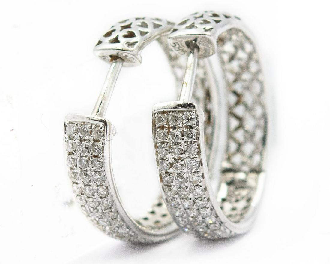 Estate White Gold and Diamond Hoop Earrings (1 of 3)