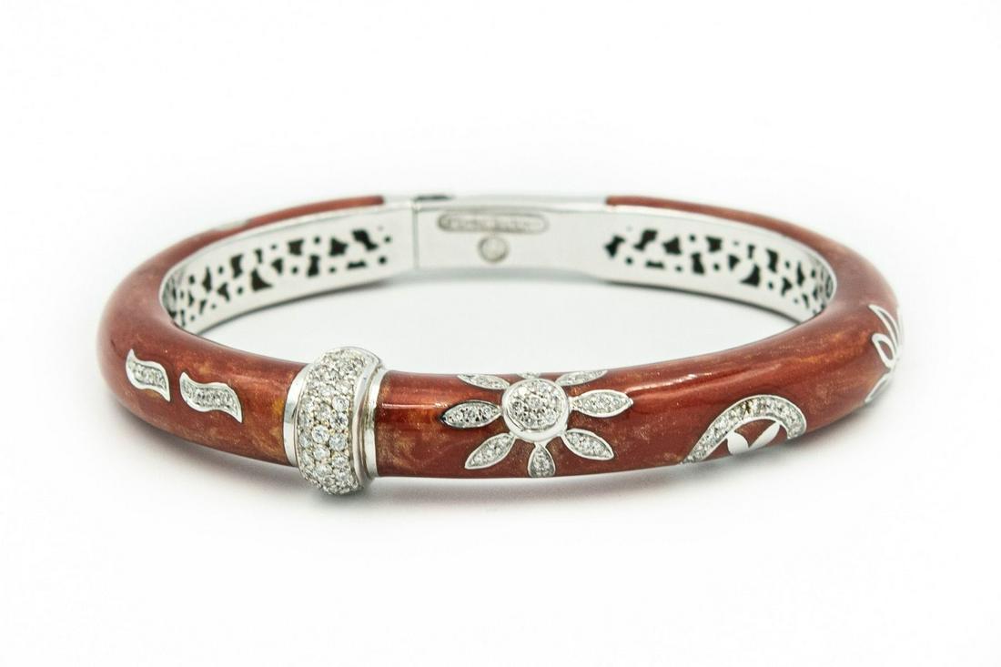 Estate Sterling Silver Diamond and Enamel Bangle By La Nouvelle Bague (1 of 5)