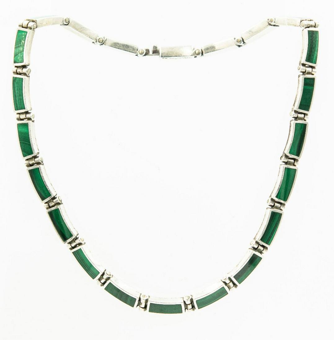 Estate Sterling Silver and Malachite Necklace (1 of 1)