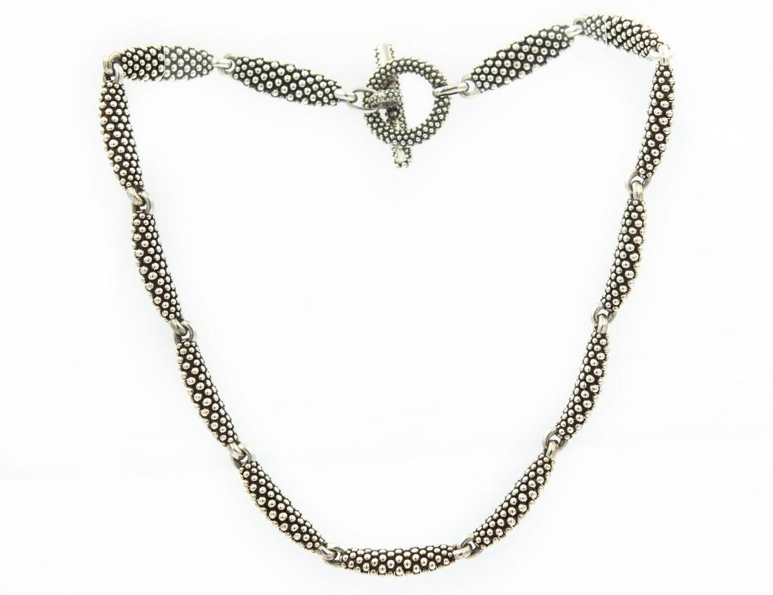 Estate DKNY Sterling Silver Bead Top Necklace: Estate DKNY Sterling Silver Bead Top Necklace; sterling silver; 67.4dwt/104.81g; 17" Item Number; 121372; Weight; 67.4000; Jewelry Type; Necklace; Jewelry Metal; Sterling Silver; Period; Contemporary