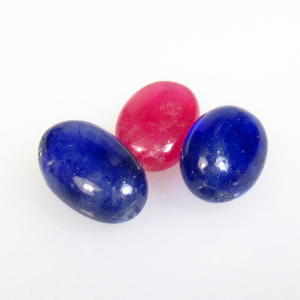 10.17 Ctw Natural 3 Ruby Sapphire Dumble Beads (1 of 2)