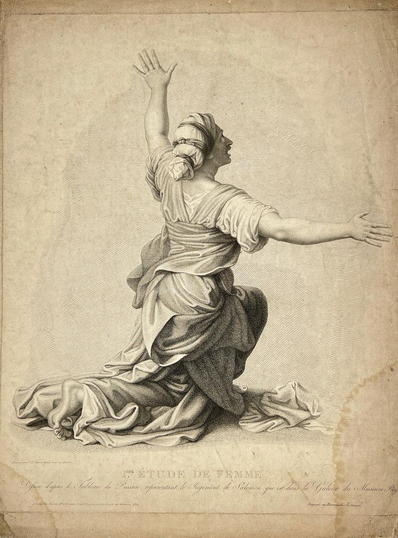 Antique Print - "Women's Study" - Nicolas Poussin - 18th Century - France, Paris (1 of 2)