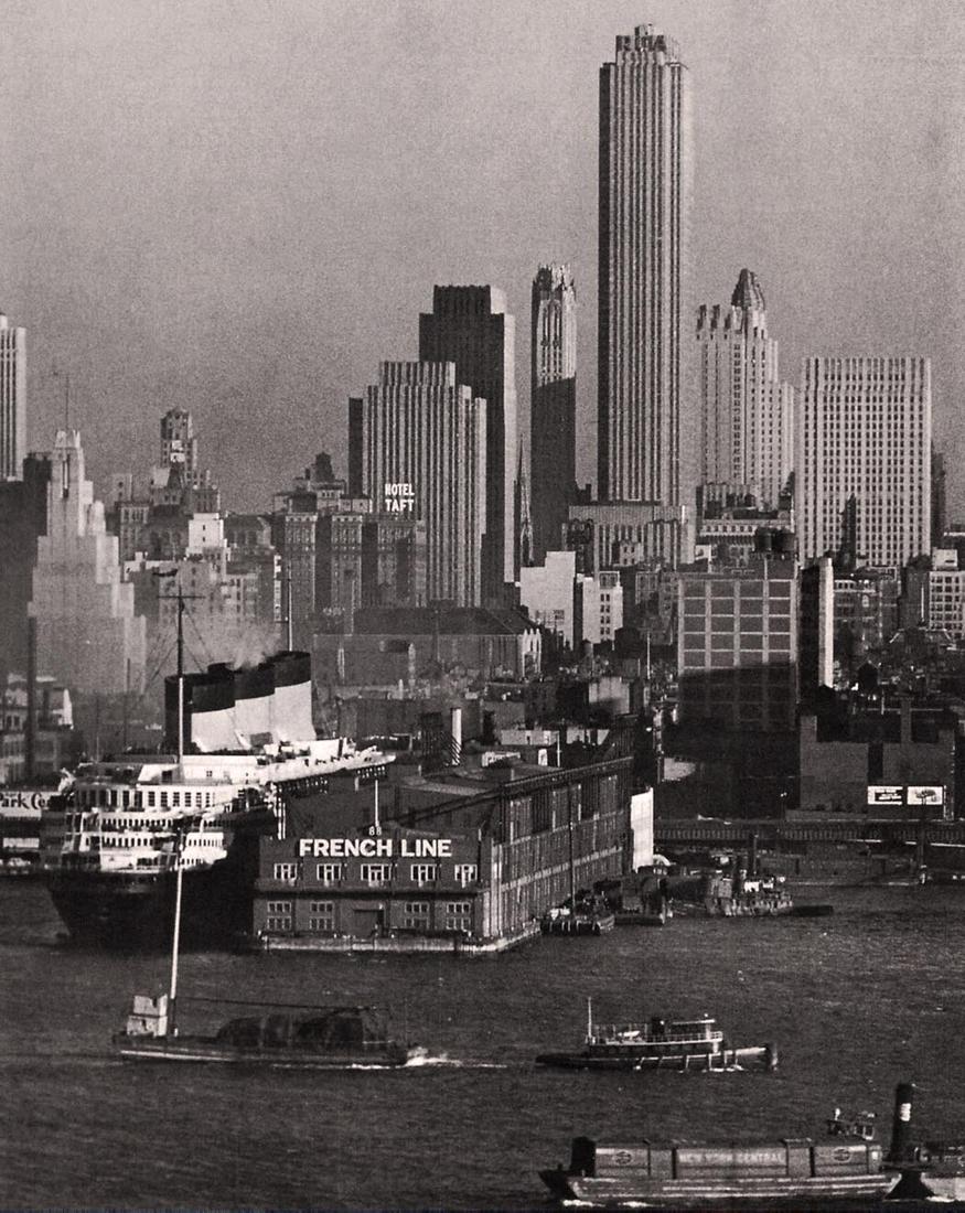 BERENICE ABBOTT- Manhattan Skyline, NYC, 1937: Artist: BERENICE ABBOT Print Title: Manhattan Skyline, NYC, 1937 Medium: Photo-lithograph Printed in: the US, 2010s Image Size: approx. 9 x 7” Berenice Abbott (1898 – 1991),was an American