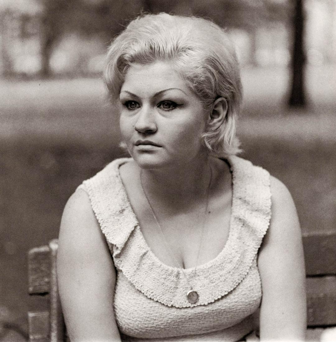 DIANE ARBUS - Woman with a locket in Washington Square Park, NYC, 1965: Artist: DIANE ARBUS Print Title: Woman with a locket in Washington Square Park, NYC, 1965 Medium: Authentic Vintage Photoengraving Printed 1970’s in Hong Kong Image size (inches) approx. 8 x 8&#