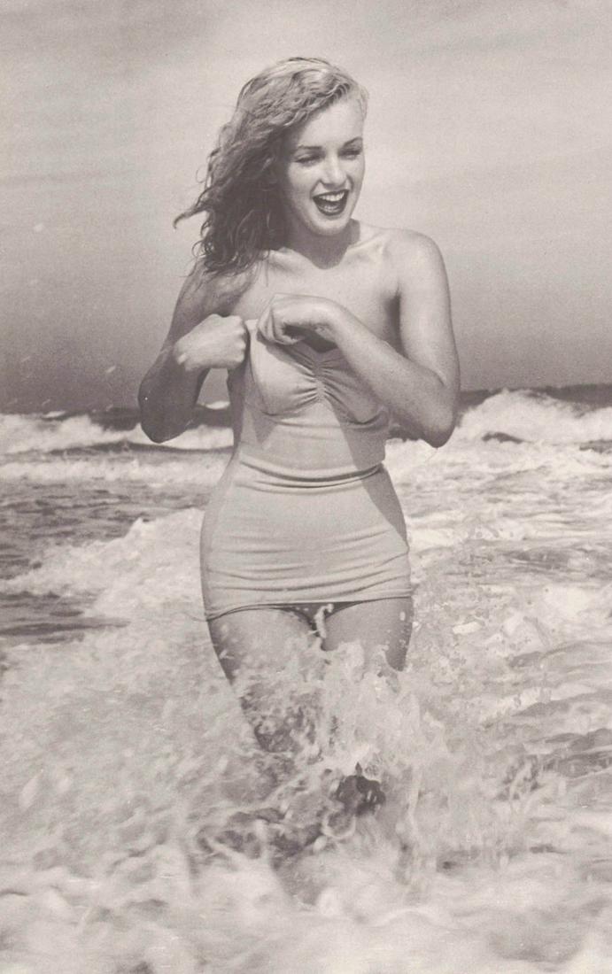 ANDRE DE DIENES - Marilyn Monroe (Norma Jean) in the Surf: Artist: ANDRE DE DIENES Print Title: Marilyn Monroe (Norma Jean) in the Surf Medium: Photo-lithograph Printed 1980’s in the USA Image size (inches) approx. 12 x 9” Andre De Dienes De Diene