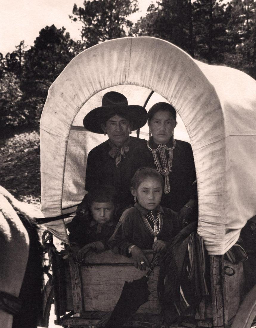 LAURA GILPIN - Navaho Covered Wagon, 1934: Artist: LAURA GILPIN Print Title: Navaho Covered Wagon, 1934 Medium: Sheet-fed photogravure Printed in: The USA, 1980’s Image Size: approx. 9.5 x 7.5” Additional Information: COAS included