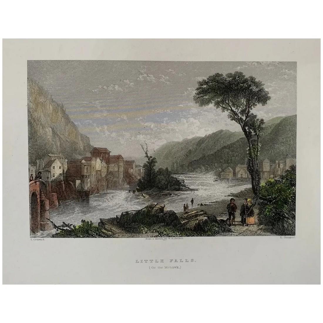 Little Falls, in the Mohawk Valley - Antique line engraving (c. 1840) (1 of 4)