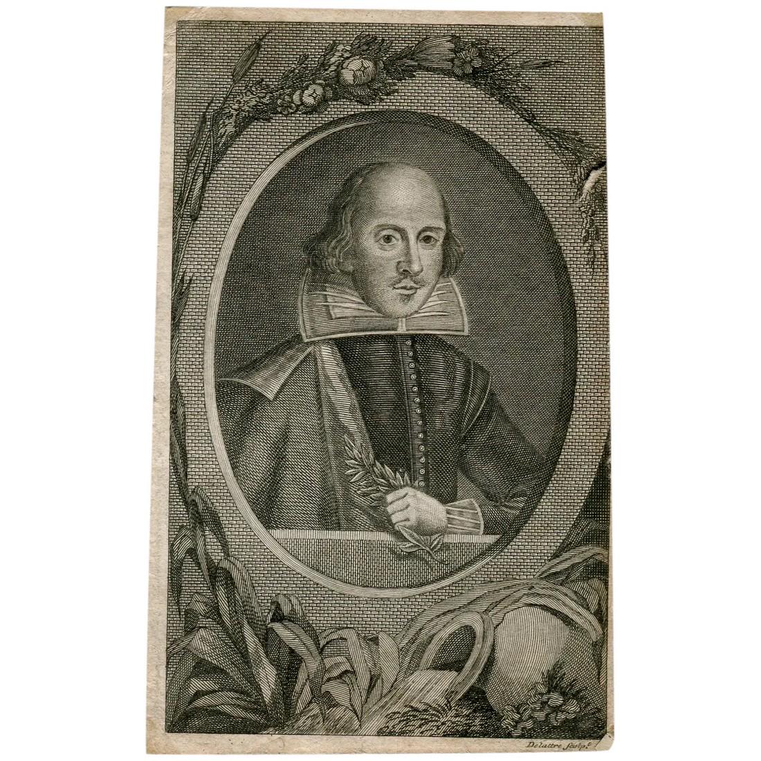 Portrait of William Shakespeare - 1786 engraving (1 of 3)