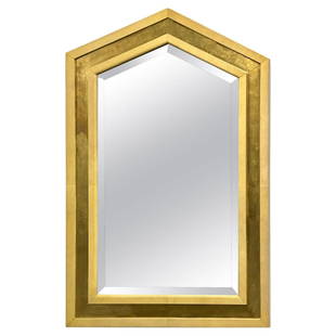Mid-Century Modern Giltwood Wall / Console / Pier Mirror, Parchment, Italian: Title: Mid-Century Modern Giltwood Wall / Console / Pier Mirror, Parchment, Italian Description: Italian Mid-Century Modern parchment and giltwood wall / console / pier mirror Large Aldo Tura style It