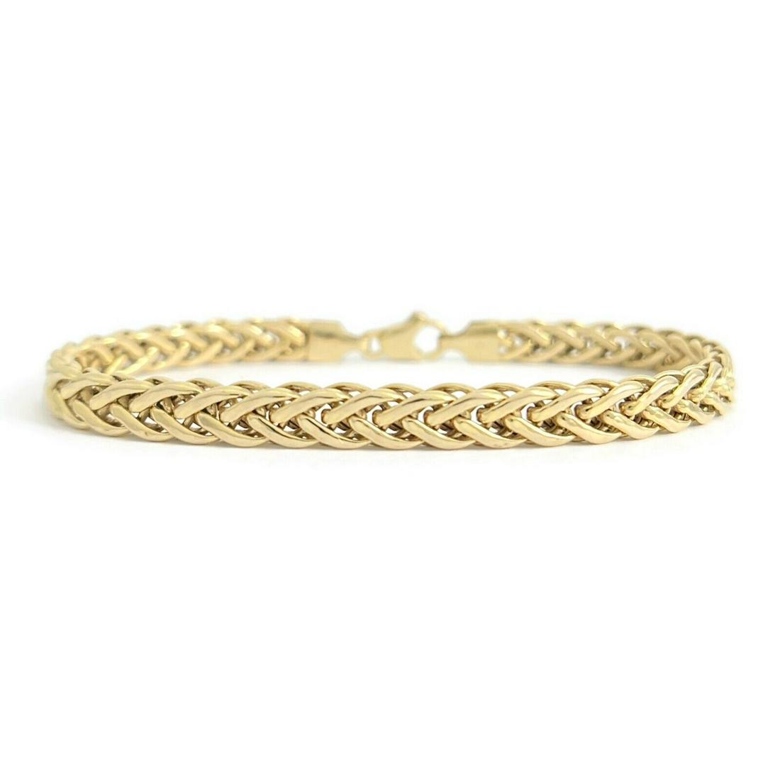 Italian Wheat Chain Link Bracelet 14K Yellow Gold, 7.25 Inches, 6.90 Grams (1 of 8)